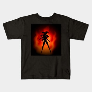 Female silhouette on Flame background Kids T-Shirt